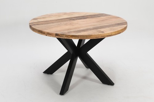 Round solid mango wood dining - solid,