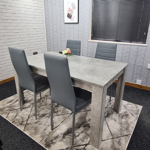 Grey dining table and chairs - dining,